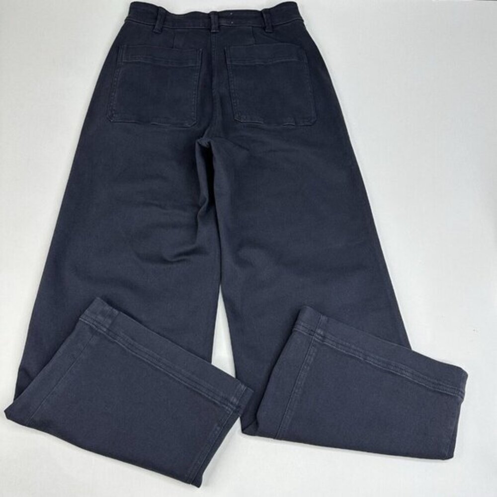 Everlane‎ Womens Wide Leg Crop Pant Navy Blue High Rise Cotton Chino Size 2 - Picture 4 of 11